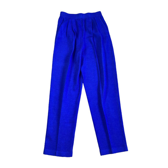 St. John Pants - Vintage St. John Sportswear by Marie Gray Blue Wool Knit Sweater Trousers Size 8
